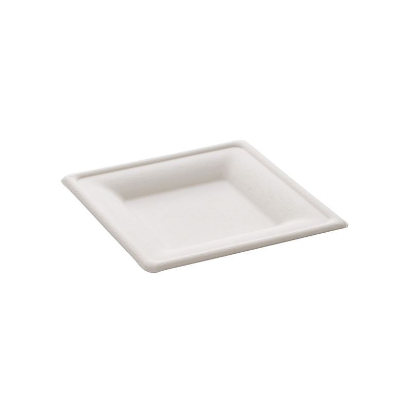 Assiette carrée en fibre de canne - 15 x 15 cm