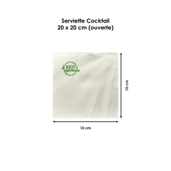 Serviette Cocktail Céli-ouate Blanche - 20 x 20 cm