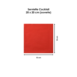 Serviette Cocktail Rouge en Double-Point - 20 x 20 cm