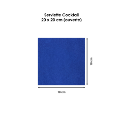 Serviette Cocktail Bleu Marine en Double-Point - 20 x 20 cm