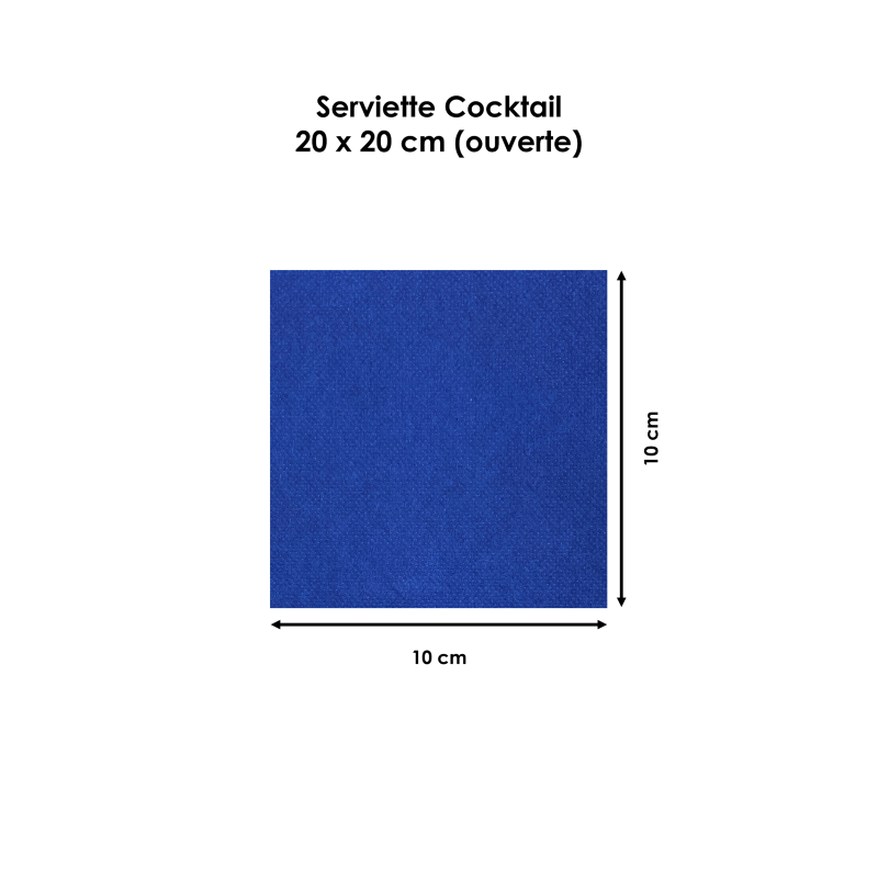 Serviette Cocktail Bleu Marine en Double-Point - 20 x 20 cm