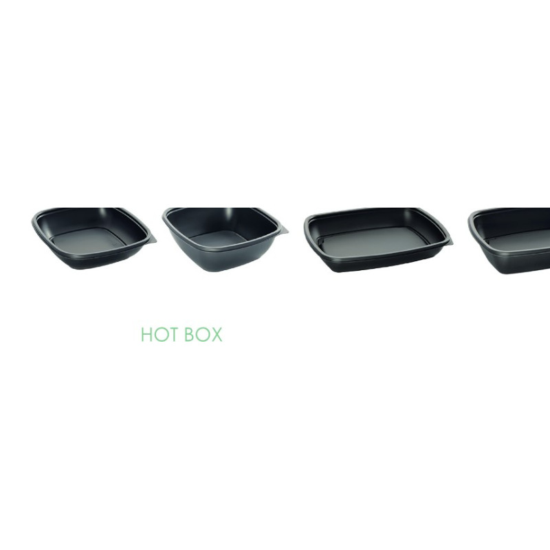 Barquette Rectangulaire Noire HOT BOX en PP Micro-Ondable | De Facto